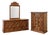 Vintage Brutalist-Spanish Revival Bedroom Set by Bassett - Chest of Drawers & Long Lowboy Dresser For Sale