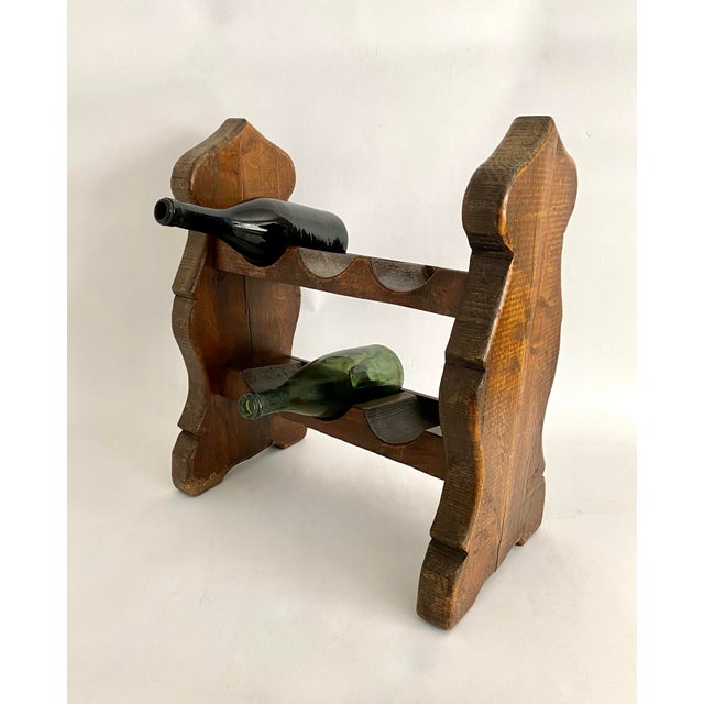 Rustic European 1960s Dutch Brutalist Oak Wine Rack For Sale - Image 3 of 9