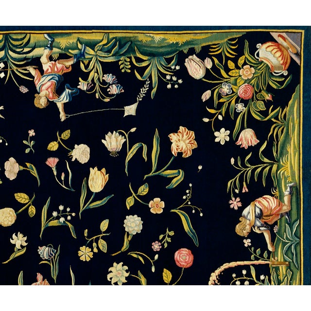 Atelier Aria Lumae Golden Age Dutch Floral Antique Tapestry Fine Art Gallery Board Print With Faux Antique Gilt Frame Print Design 32 X 24.5 For Sale In San Antonio - Image 6 of 12