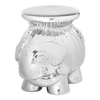 Elephant Garden Stool, Silver For Sale