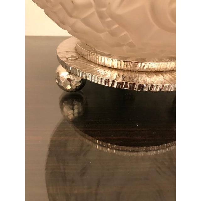 Metal French Art Deco Round Geometric Table Lamp by Sabino For Sale - Image 7 of 13