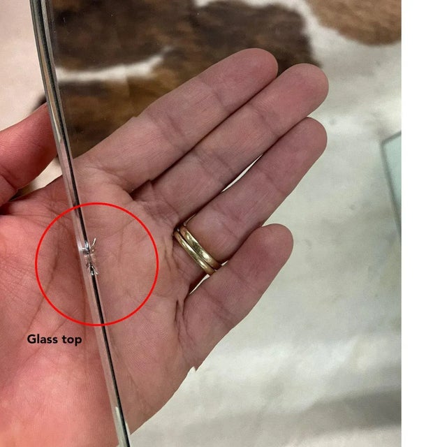 Modern Pace Collection Glass and Scalloped Brass Navette Oval Coffee Table For Sale - Image 12 of 12