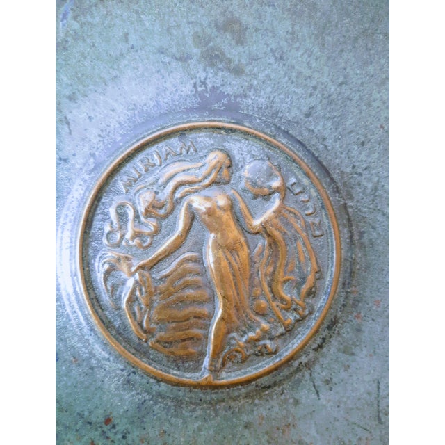 Mid 20th Century Nouveau Metal Wall Plate Lady Verdigris and Brass For Sale - Image 5 of 5