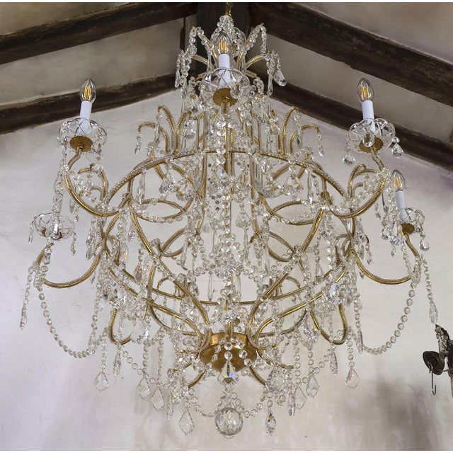 Metal Vintage Chandelier in Golden Metal, 1980s For Sale - Image 7 of 16