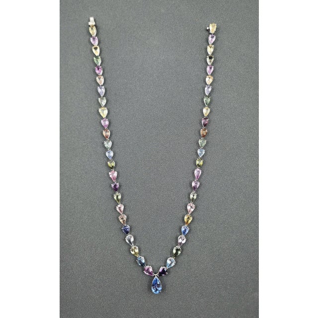 Platinum 59.92 Ct Natural Ceylon No Heat Sapphire Necklace For Sale - Image 8 of 10