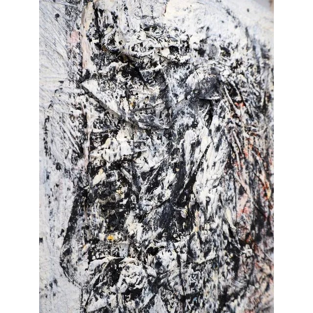 Dyap Guler, Portrait of an Abstract Man in Black, Blue and White, Mixed Media on Canvas For Sale - Image 4 of 8