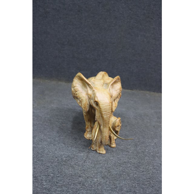 Mid-Century Modern Elephant Mother & Calf Figurine Sculpture For Sale - Image 3 of 8