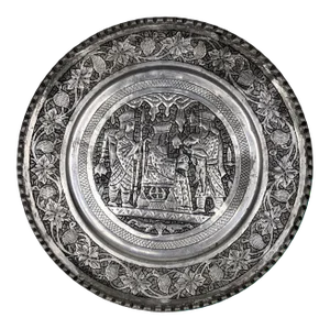 Mid-Late 19th Century Mamluk Revival Enameled Copper Tray From Damascus