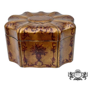VTG Painted Florentine Style Jewelry Box W/Lined Fitted Interior /Removable Section For Sale