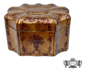 VTG Painted Florentine Style Jewelry Box W/Lined Fitted Interior /Removable Section