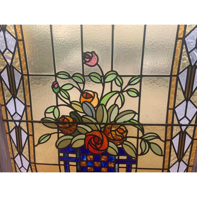 Art Deco Stained Glass Panel For Sale - Image 5 of 18