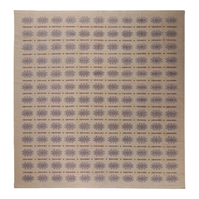 Room Size Swedish Deco Style Kilim Rug, 14'05 X 15'00 For Sale