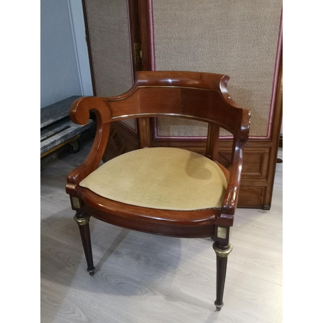 French Empire Style Cane and Wood Desk Armchair For Sale - Image 10 of 10