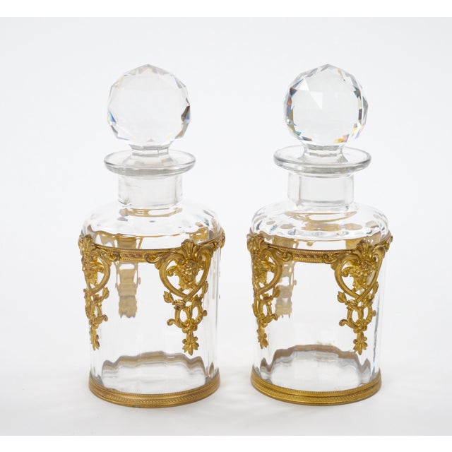 French Antique Pair French Gilt Bronze-Mounted Baccarat Glass Vanity / Perfume Bottle For Sale - Image 3 of 10