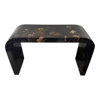 1980s Vintage Maitland Smith Black Waterfall Console Table For Sale