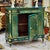 French Louis XVI Green Cabinet With Lock, Bronze Accents & Gold Leaf Details For Sale - Image 4 of 4