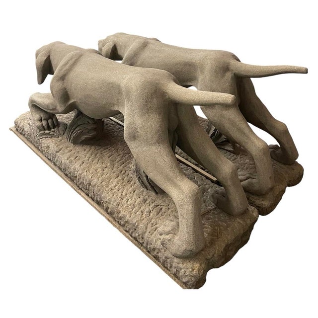 2000 - 2009 Pair of Vintage Sculpted Cast Stone Stalking Hounds For Sale - Image 5 of 12