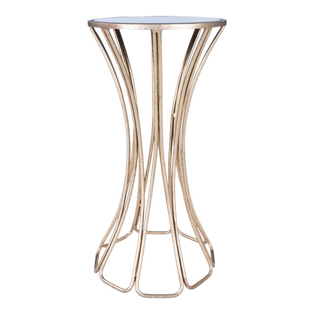 Faruh Metal & Mirrored Accent Table, Silver For Sale