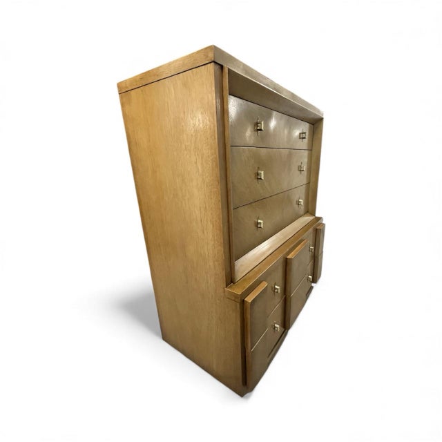 Mid 20th Century Mid-Century Modern MCM Chevron Dresser With Nightstand - American of Martinsville For Sale - Image 5 of 12