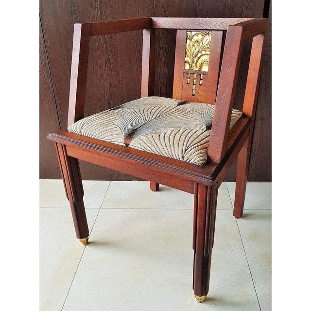 French Art Deco Oak Desk Chair, 1930s For Sale - Image 17 of 18