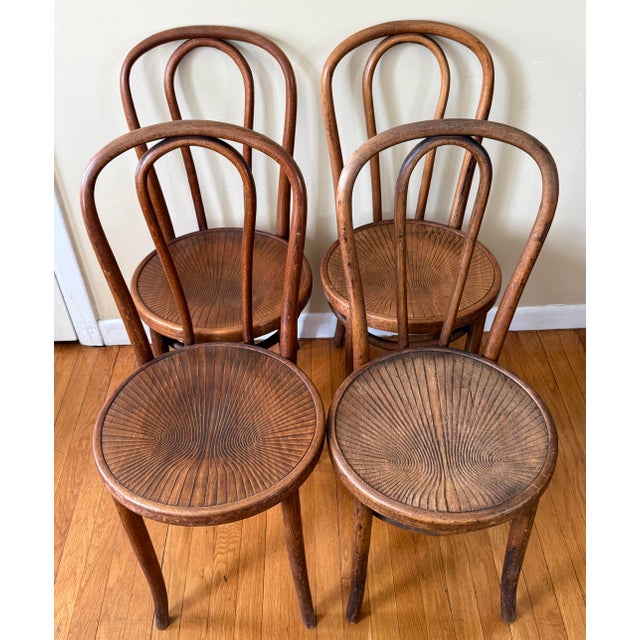Antique Thonet Style Bentwood Cafe Bistro Chairs, Set of Four For Sale - Image 13 of 13