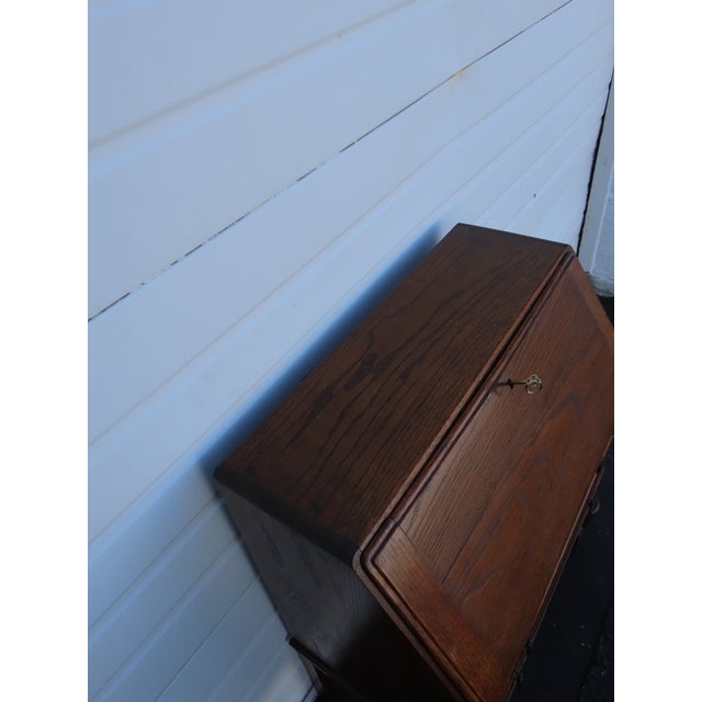 Early 1900s Solid Oak Leather Top Secretary Desk 6630 For Sale - Image 4 of 17