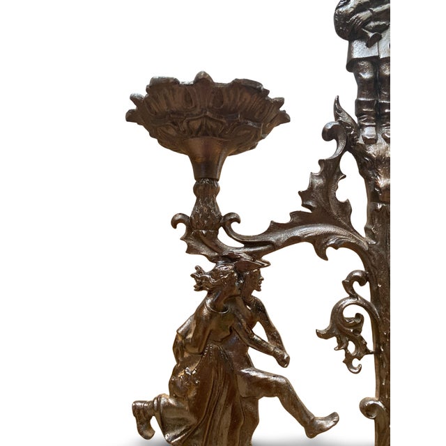 Gothic Revival Patinated Wrought Iron Candelabra, 19th Century For Sale - Image 5 of 17