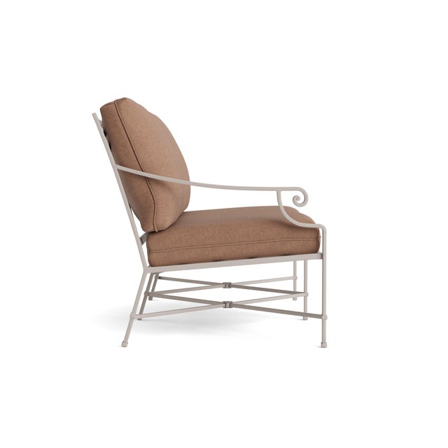 Contemporary Brown Jordan Venetian Left Arm Loveseat, Dove frame with Fusion Clay fabric For Sale - Image 3 of 11