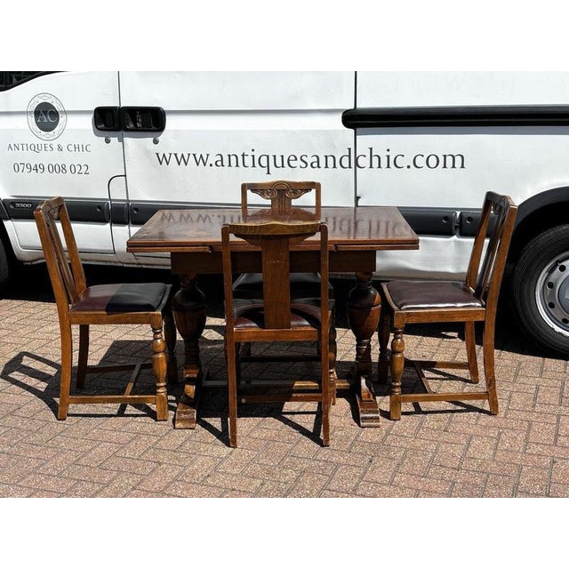 Extendable Draw Leaf Table and Chairs, Set of 5 For Sale - Image 4 of 14