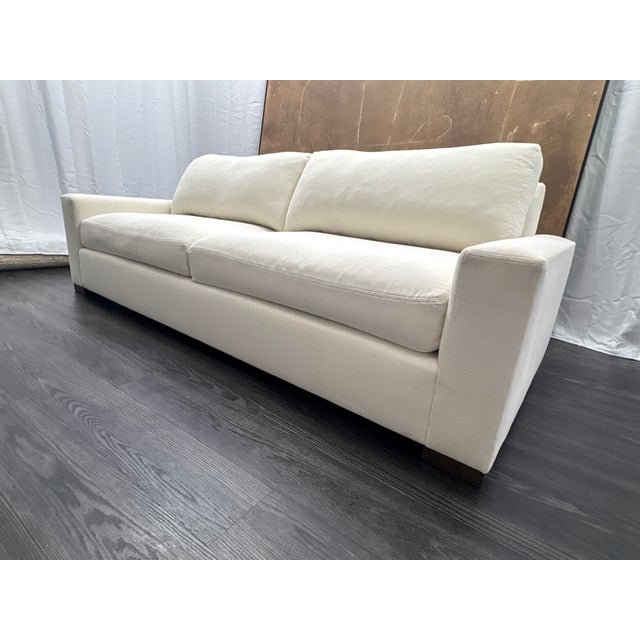 2020s Rh Restoration Hardware Maxwell 2-Cushion Sofa 8' | Classic 40" Depth | Down-Feather Fill | Performance Linen Weave | Natural For Sale - Image 5 of 18