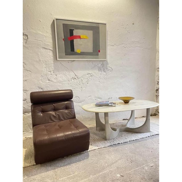 Contemporary Vintage Danish Modern Marmorino Coffee Table with Sculptural Base, 1991 For Sale - Image 3 of 15