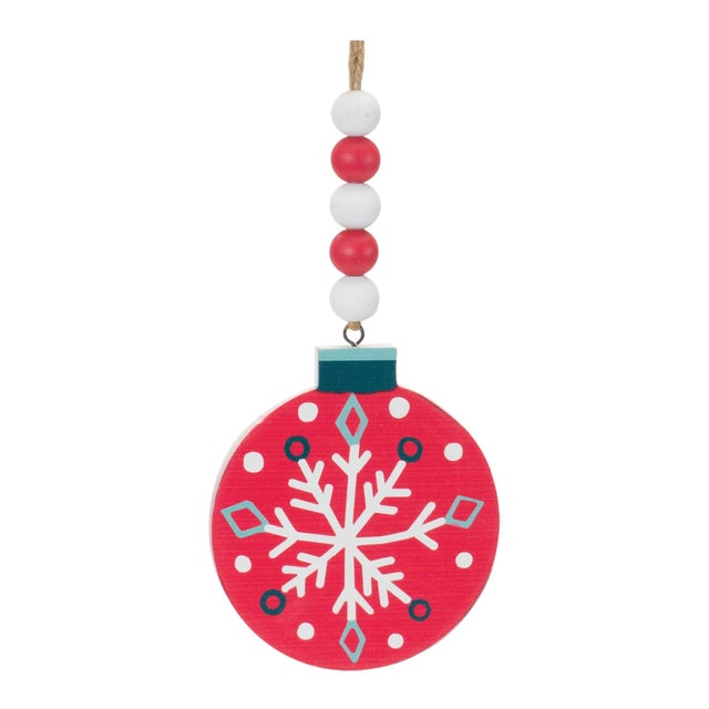 Kenneth Ludwig Chicago Wood Beaded Snowflake Ornament (Set of 12) For Sale - Image 4 of 5
