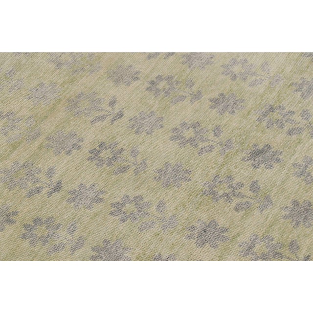 2010s Rug & Kilim’s Block Print Rug With Gray, Chartreuse and Ochre Florals For Sale - Image 5 of 10