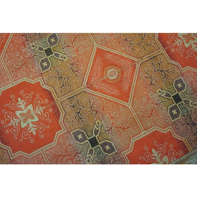 1870s Red Octagonal Geometric Antique American Ingrain Carpet 7'7" X 9'6" Flatweave Wool Rug For Sale - Image 10 of 15