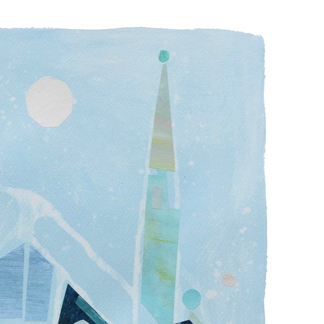 Abstract Blue Sky - Original Cool Blue Architectural Mixed Media Collage on Paper by Maria C. Bernhardsson For Sale - Image 3 of 6