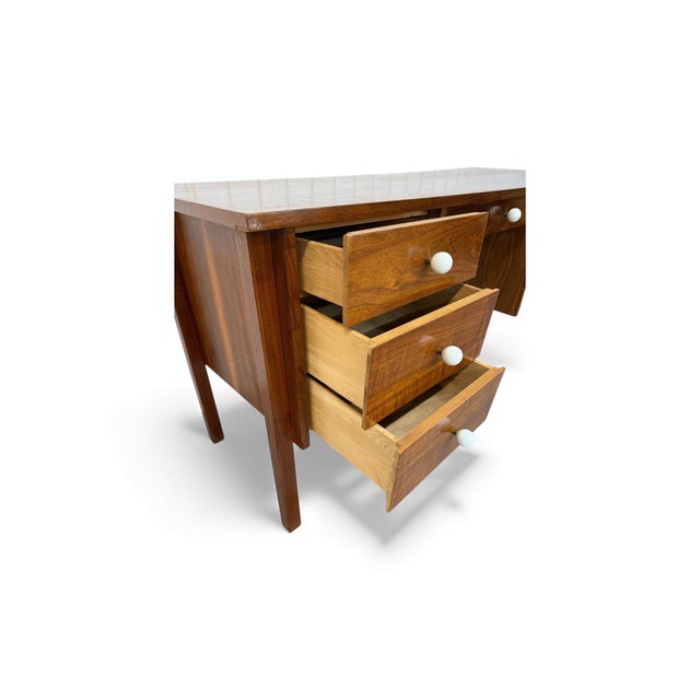 Brown Mid-Century Modern Walnut Writing Desk For Sale - Image 8 of 11