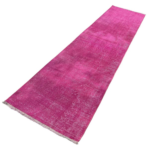 Textile Turkish Distressed Narrow Runner Rug in Pink, 1970s For Sale - Image 7 of 11