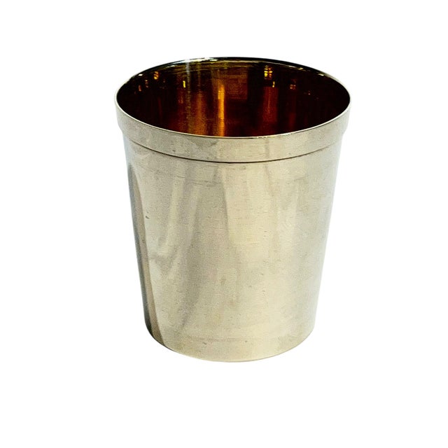 Metal Pair Vintage Art Deco English Silver Plate Tumbler Cups With Gilded Interiors For Sale - Image 7 of 16
