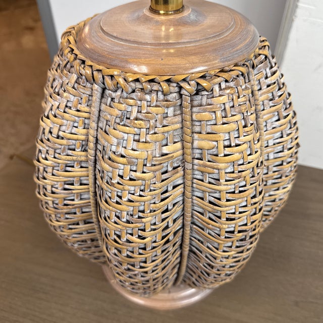 Coastal Woven Rattan Table Lamp For Sale - Image 10 of 12