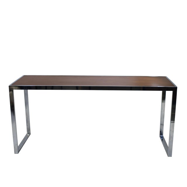 Mid-Century Modern MCM Chrome and Wood Console Table For Sale - Image 3 of 4