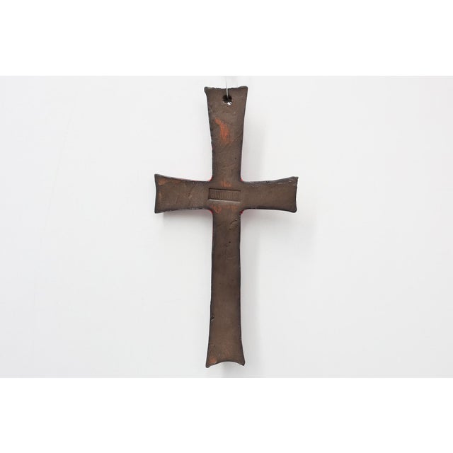 Red Glazed Ceramic Cross by Vandeweghe for Amphora, Belgium, 1960 For Sale - Image 9 of 11