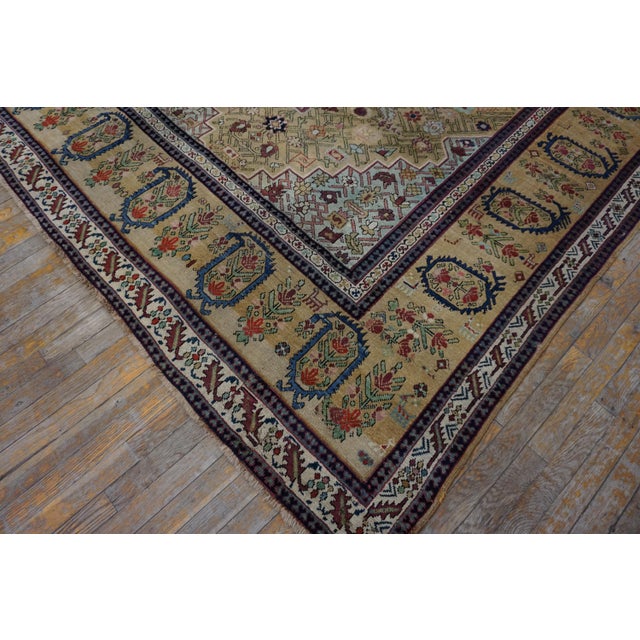 Late 19th Century 1870s Tan Camel Medallion Antique Caucasian Shusha Karabagh Rug 7'2" X 18' Knotted Wool Carpet For Sale - Image 5 of 18