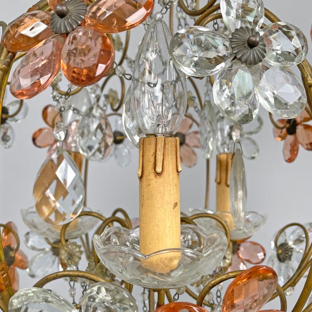Italian Art Nouveau Chandelier in Pink and Clear Glass and Brass, 1890s For Sale - Image 15 of 18