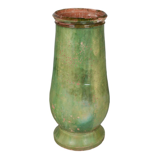 19th Century Green French Pottery Jar or Planter For Sale