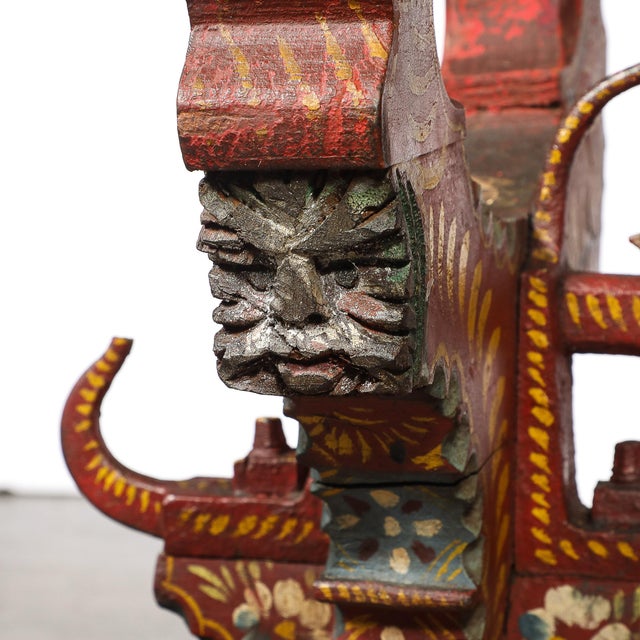 Arts and Crafts Sicilian Polychromed Wood & Iron Glass Top Oxcart Cocktail Table For Sale - Image 15 of 18
