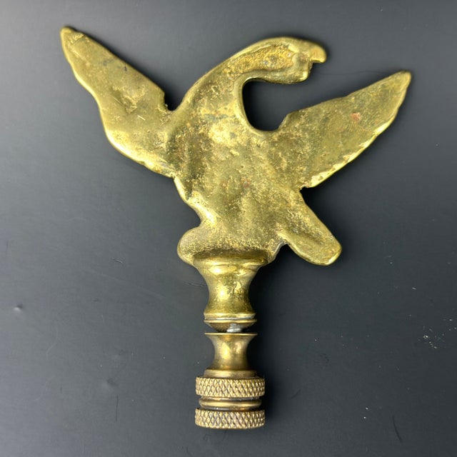American Vintage Solid Brass Eagle Bird of Prey Lamp Finial For Sale - Image 3 of 6