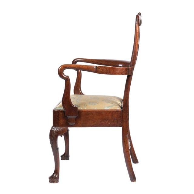 Queen Anne English Georgian Mahogany Armchair With Upholstered Slip Seat, 1720 For Sale - Image 3 of 13
