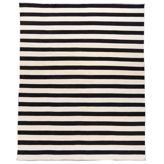 Apadana 21st Century Contemporary Striped Kilim Rug For Sale - Image 11 of 11