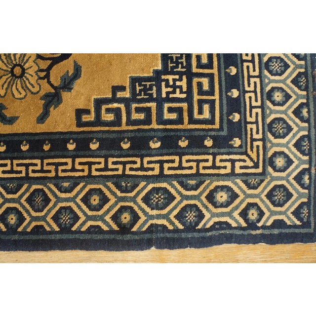 Camel 1920s Tan Camel Medallion Traditional Antique Chinese Baotou Carpet 4' X 6'2'' Knotted Wool Rug For Sale - Image 8 of 9