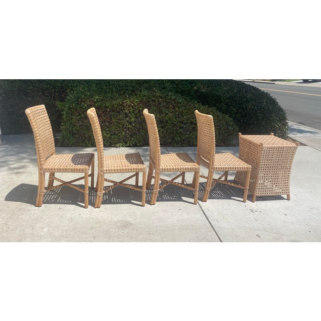 Wood Authentic McGuire Antalya Laced Rawhide Dining Table & 4 Chairs For Sale - Image 7 of 14